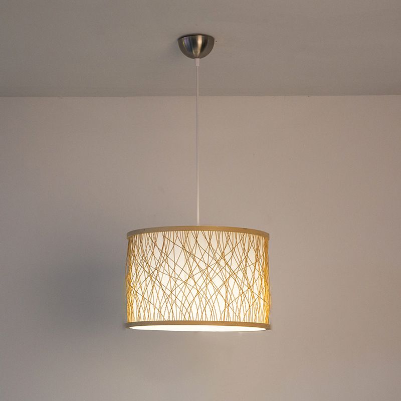 Modernismo Cilíndrico Colgante de colgante Bambú 1 bombilla Luz colgante de lámpara en madera