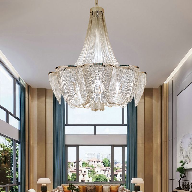 Postmodern Chandelier Light Basket Shape Ceiling Hung Fixtures for Hotel Lobby