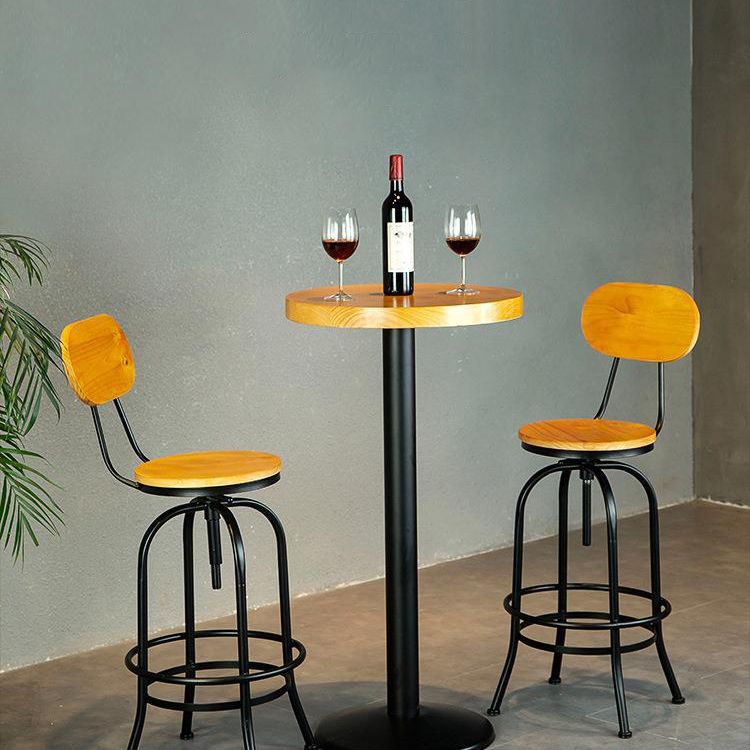 1/2/3 Pieces Industrial Style Round Bar Table Set Solid Wood Bistro Set