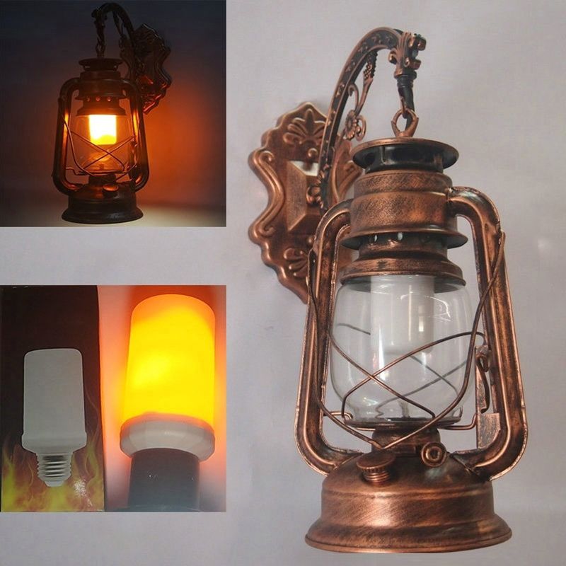 1 Light Wall Mount Lamp Industrial Style Clear Glass Kerosene Metal Wall Lighting Ideas