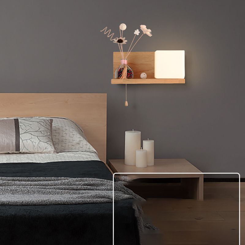 Glass Log Color Wall Lamp in Modern Concise Style Wooden Rectangular Wall Light without Decorations