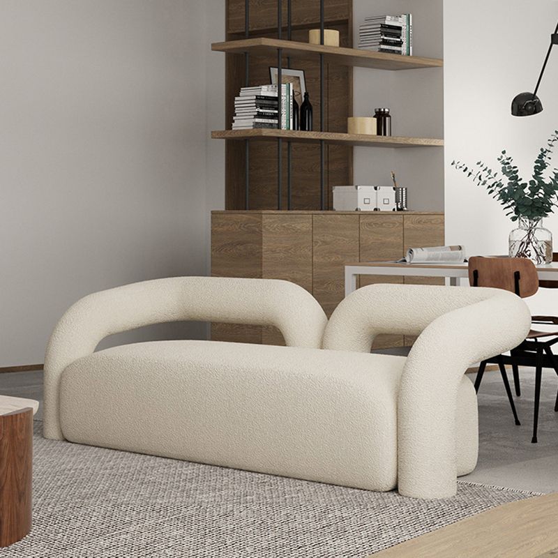 Contemporary Style Curved Sofa Statement Tuxedo Arm Sofa in White