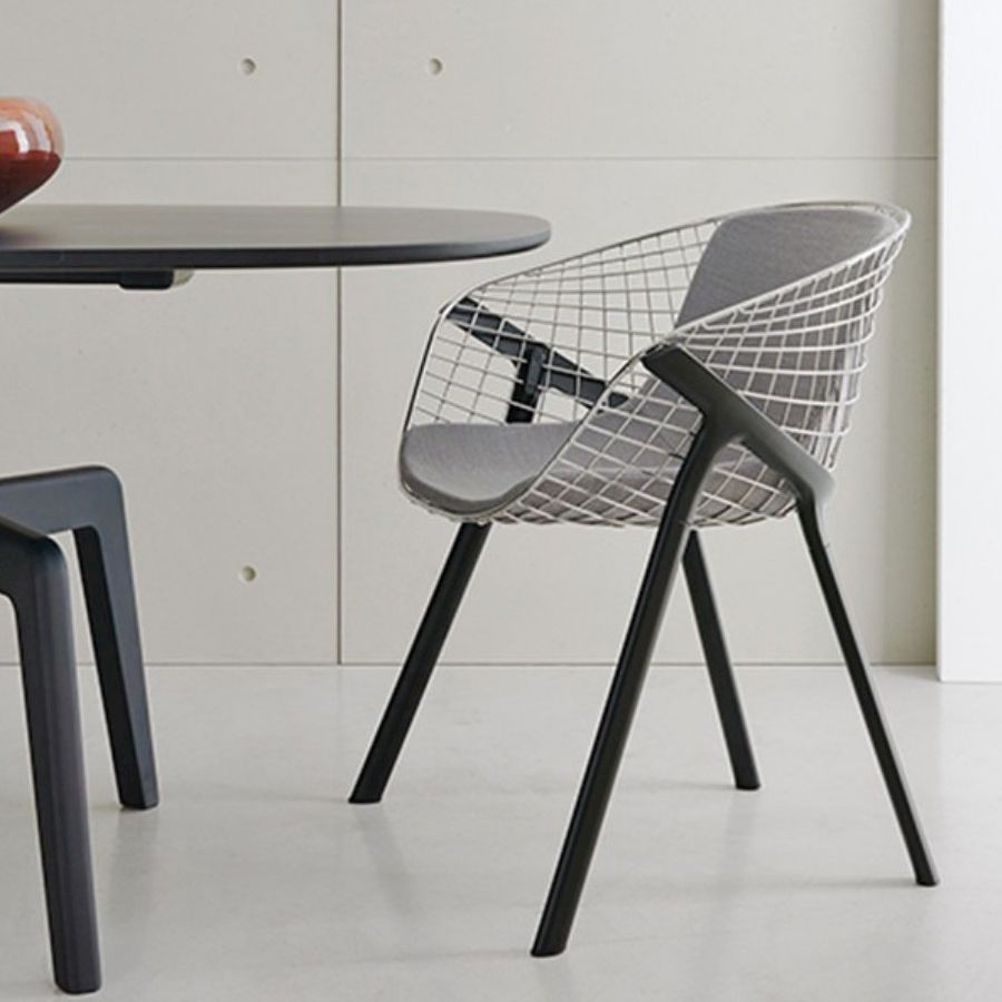 Modern Style Arm Chair Metal Cross Back Dining Room Chair for Indoor