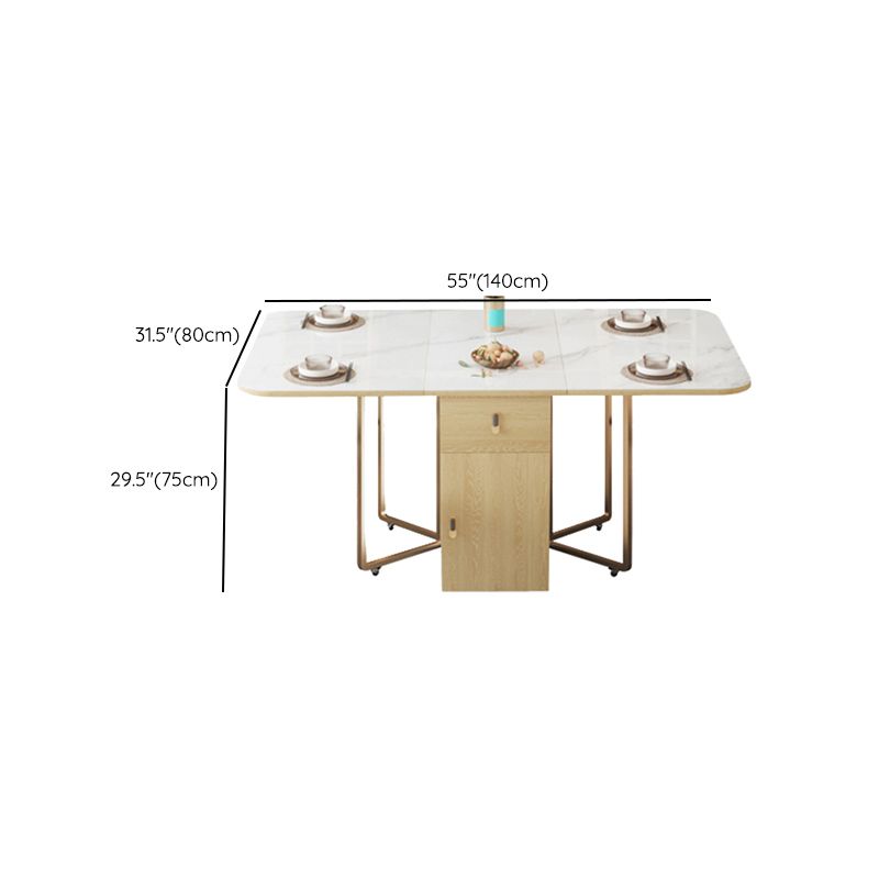 Folding Dining Table Set 1/3/5/7 Pcs Stone Top Dining Table with Upholstered Chairs