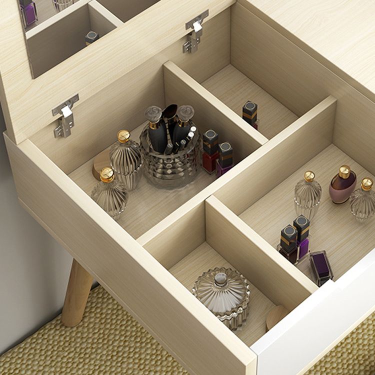 Scandinavian 2-Drawers Table Dressing Table Wood Mirror Make-up Vanity