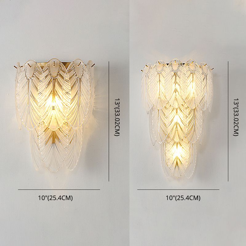Leaf Flush Mount Wall Sconce Postmodern Crystal Gold Wall Light for Living Room
