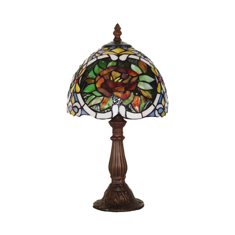 Lampe de nuit en vitrail en fleur de rose
