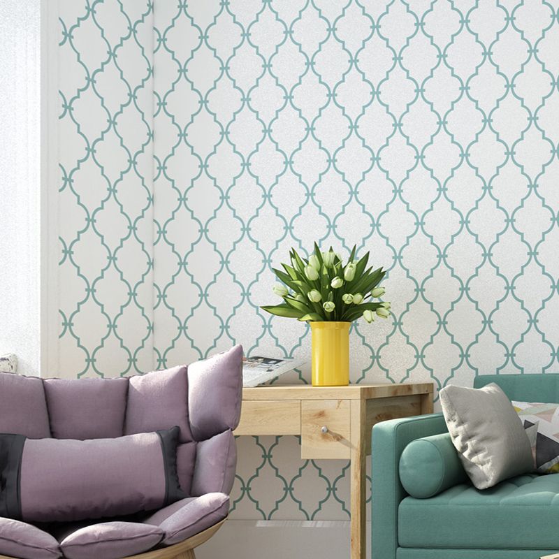 Blue Quatrefoil Adhesive Wallpaper Removable Contemporary Living Room Wall Decor