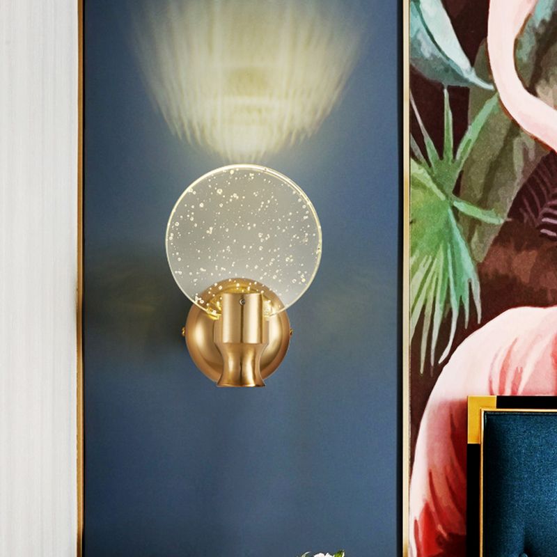 Cercoir de cercle moderne Murale Lumière Bulle Crystal Crystal LED CHAMBRE MUR MURD LAMPE EN GOLD, 5 "/ 6" de large