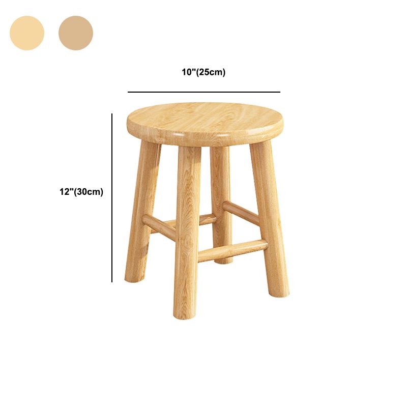 Contemporary Backless Rubberwood Stool Natural Footrest Barstool