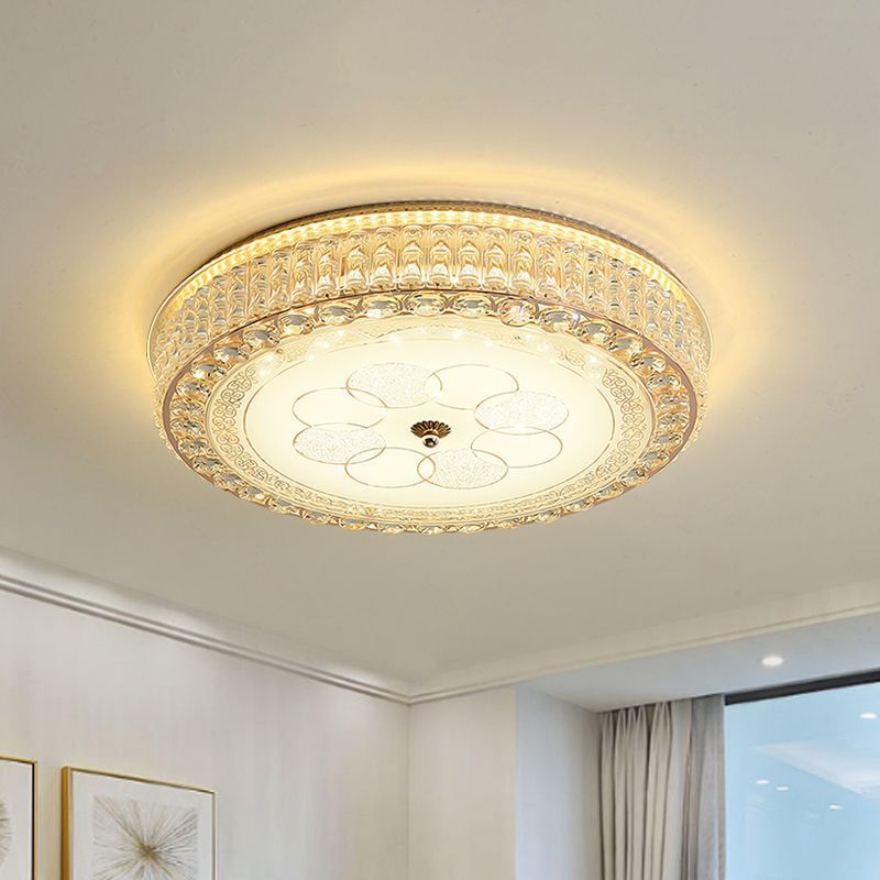 Clear Crystal Blocks Round Flushmount Modern Sleeping Room LED Ceiling Flush Mount Light