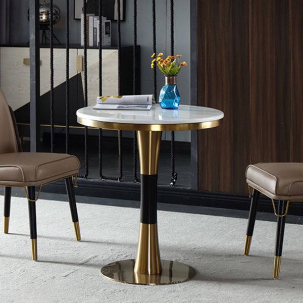Metal Traditional Luxury Round Table Marble Top Indoor Table with Pedestal