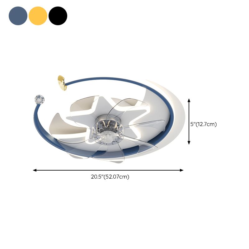 Modern Interior LED Ceiling Fan in 3 - Colors Metal and Acrylic Fan Lighting Fixture