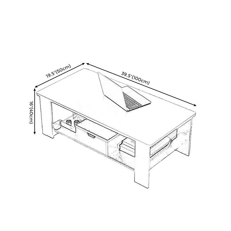 Modern Manufactured Wood Coffee Table with Storage Rectangular Cocktail Table