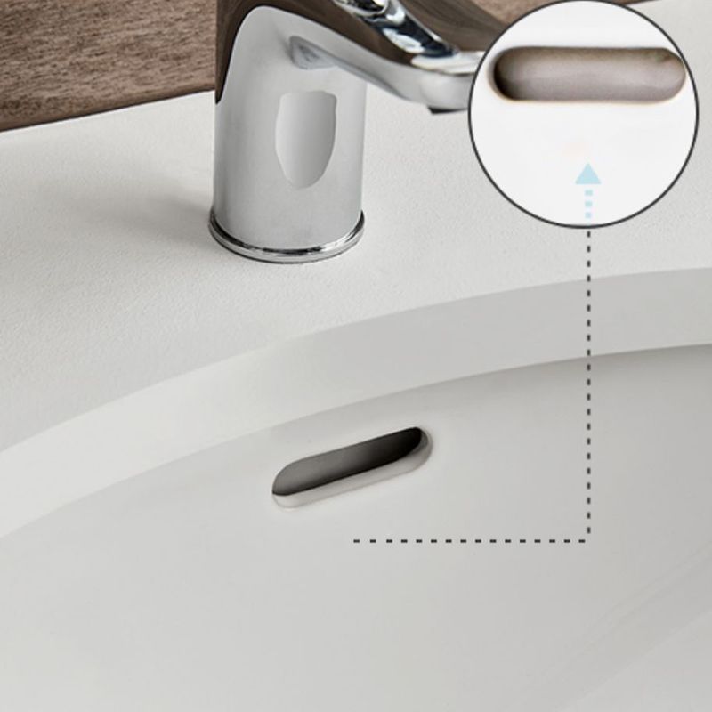 Oval Bathroom Sink Modern Style Overflow Hole Design Ceramic Bathroom Sink Only