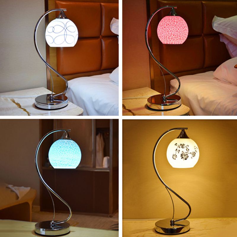 Lampada da comodino in vetro a cupola Lampada da tavolo contemporanea a 1 testa per camera da letto