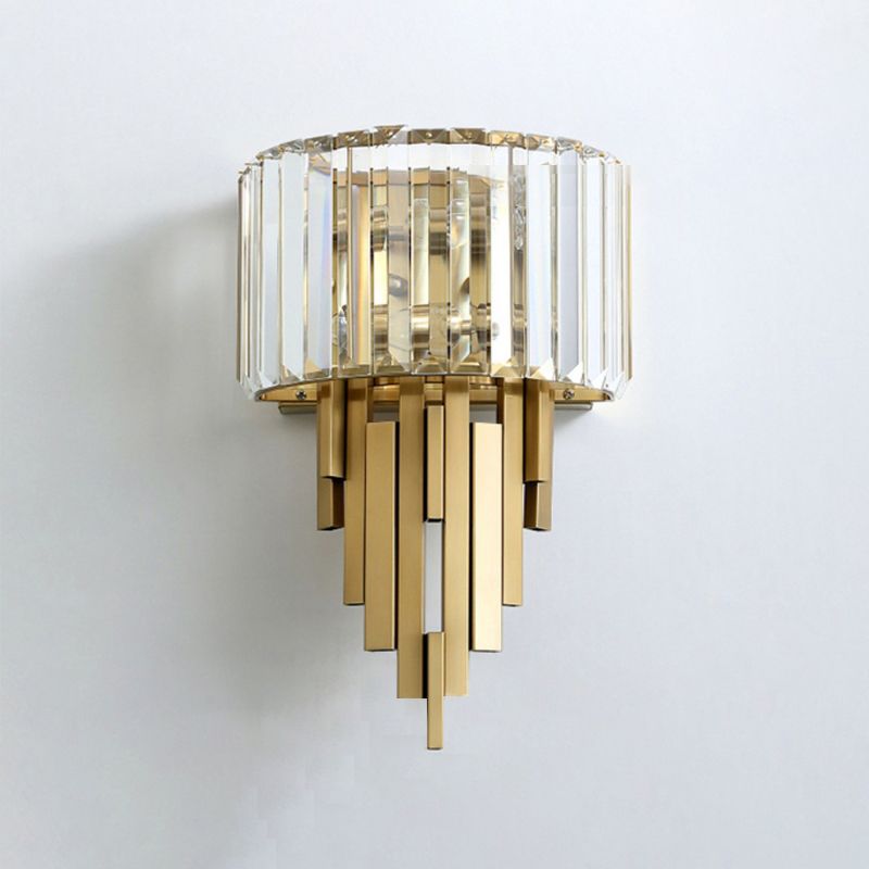 2-Light Modern Golden Wall Mounted Sconce Unique Crystal Wall Light for Foyer