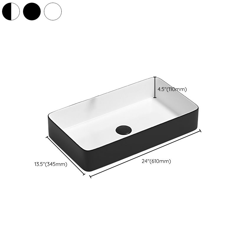 Modern Bathroom Sink Pop-Up Drain Porcelain Round Vessel Lavatory Sink