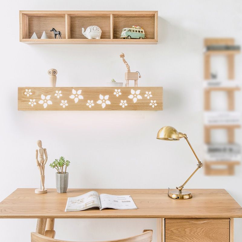 Nordic Wooden Vanity Light Rectangle Shape Vanity Lamp with Acrylic Shade for Bedroom