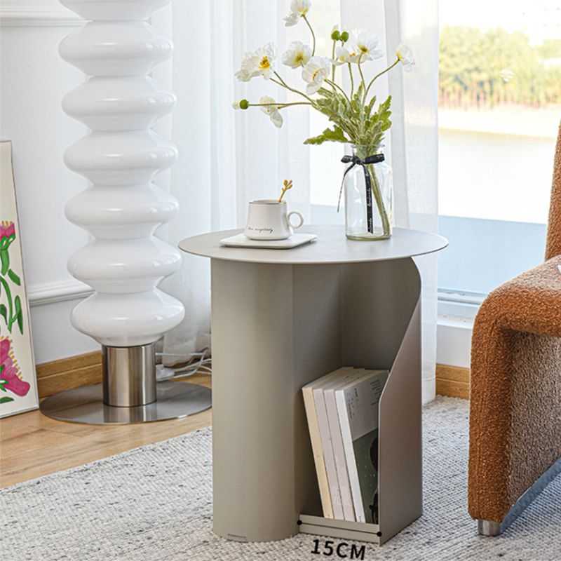 Contemporary Accent Side Table Iron Abstract with Storage Living Room Round