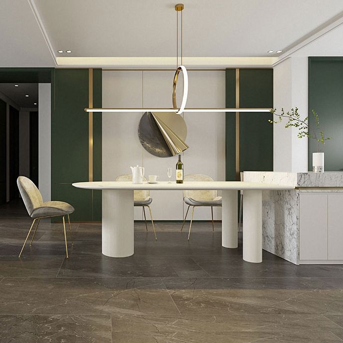 Sintered Stone Top Modern White Table for Restaurant Irregular Dining Table with 3 Legs