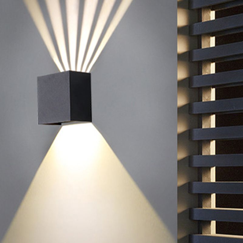 Iluminación de pared de sombra cuadrada lámpara de apliques de metal de estilo moderno 2 luces en negro con ángulo ajustable