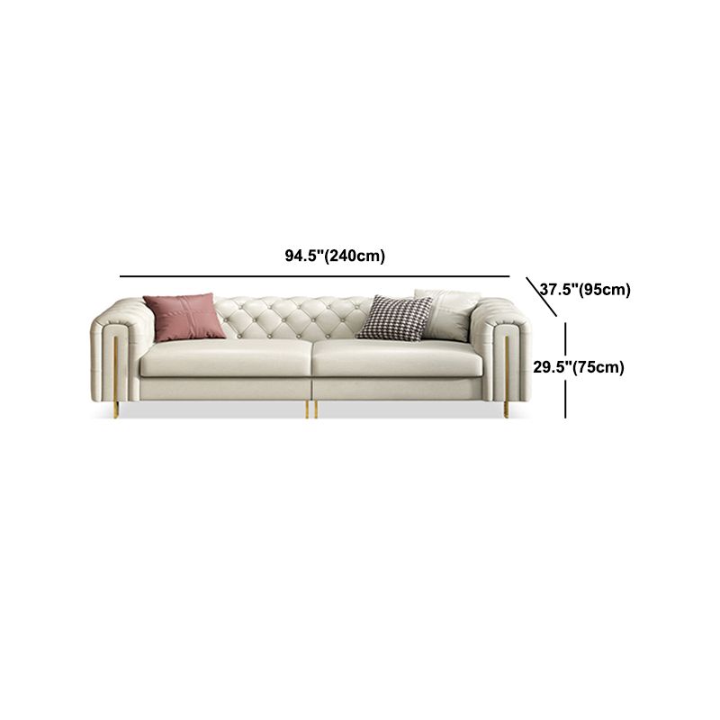 Tuxedo Arm Sofa Contemporary White Sofa with Tufted Split-Back