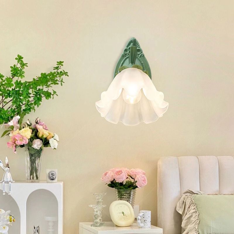 Iron and Glass 1 / 2 - Light Bath Sconce in Green & White Bathroom Vanity Lighting