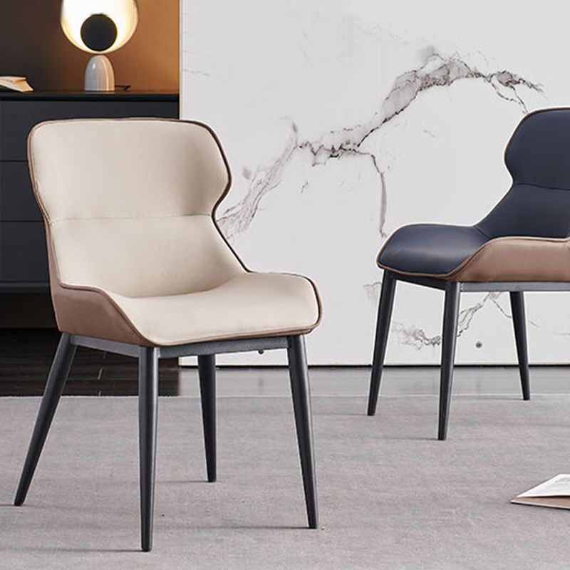 Upholstered Dining Chair Faux Leather and Metal Dining Room Chair