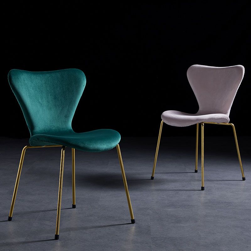 Home Wingback Dining Armless Chairs Indoor Dining Side Chairs with Metal Legs