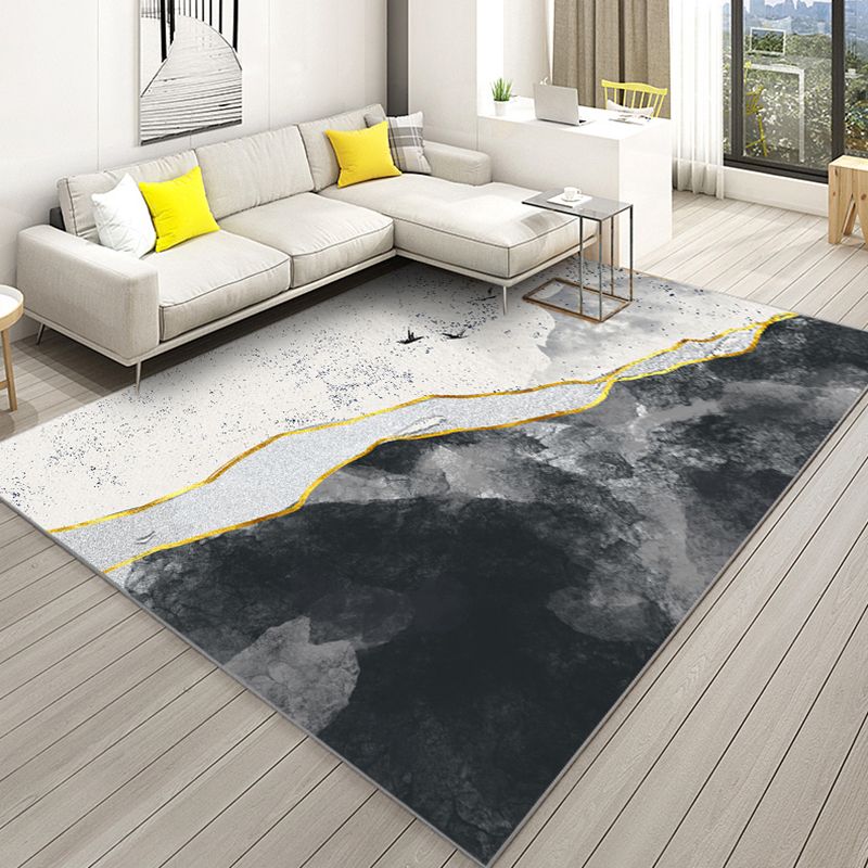 Color Mixed Modern Area Carpet Polyester Color Blooming Indoor Rug Washable Carpet for Living Room