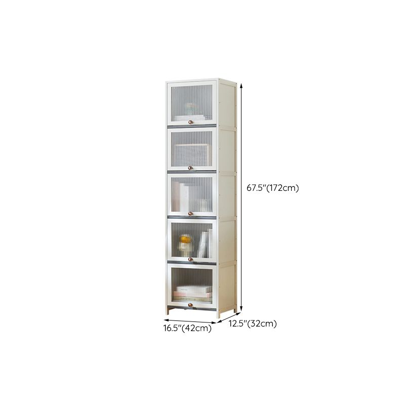 Contemporary White Cabinet with Glass Doors and Legs in Solid Wood