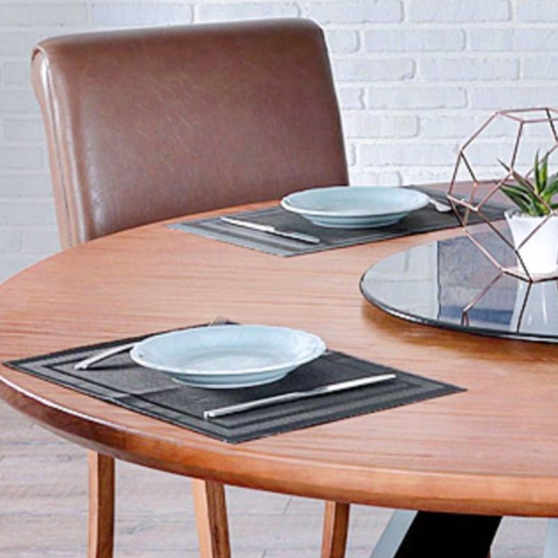 Modern Wood Top Dining Room Collection Round Pedestal Convertible Dining Table