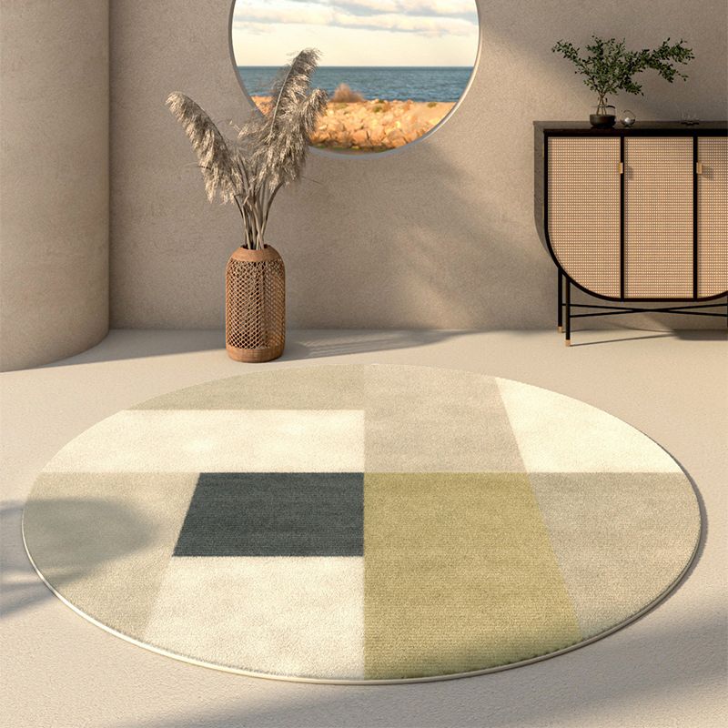 Beige Rug Polyster Area Carpet Non-Slip Backing Easy Care Indoor Rug for Home Decor