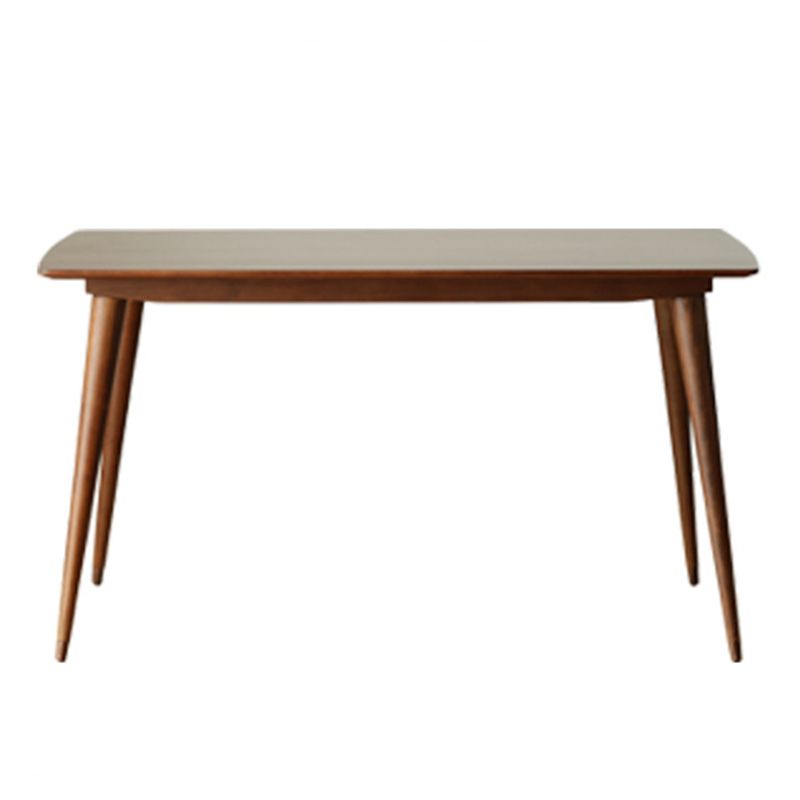 Rectangle Modern Style Dining Table Brown Tone Fixed Table with Solid Wood