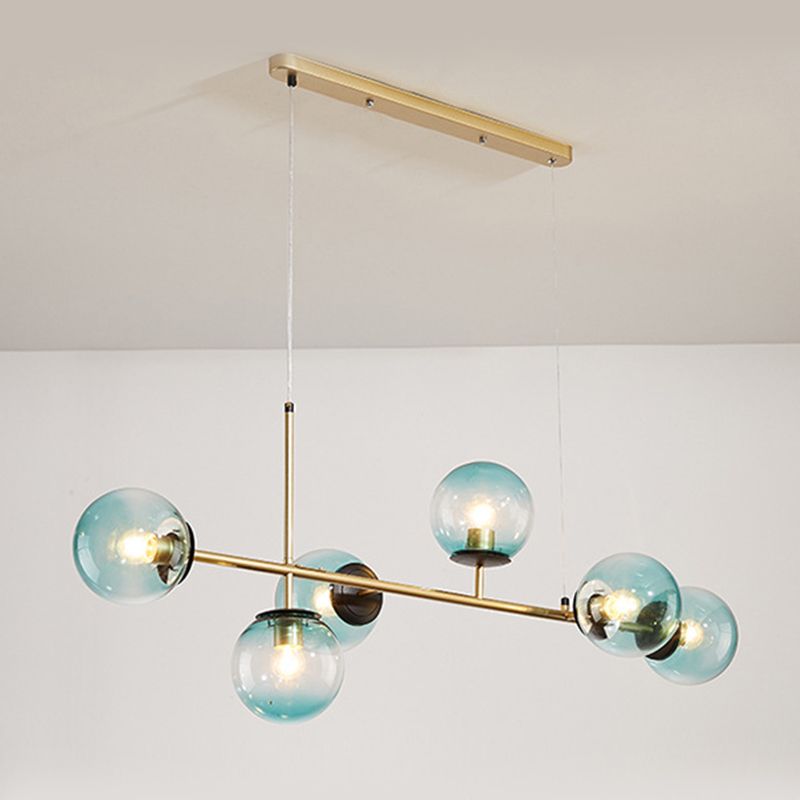 Modern Island Light Multi Lights Island Hanging Light with Glass Shade for Living Room