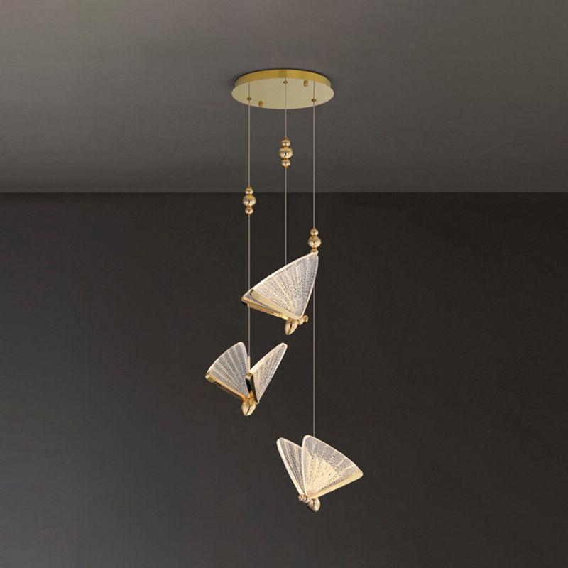 EinfachheitslED hängende hängende helle goldene Schmetterlingslampen -Lampe mit Acrylschatten