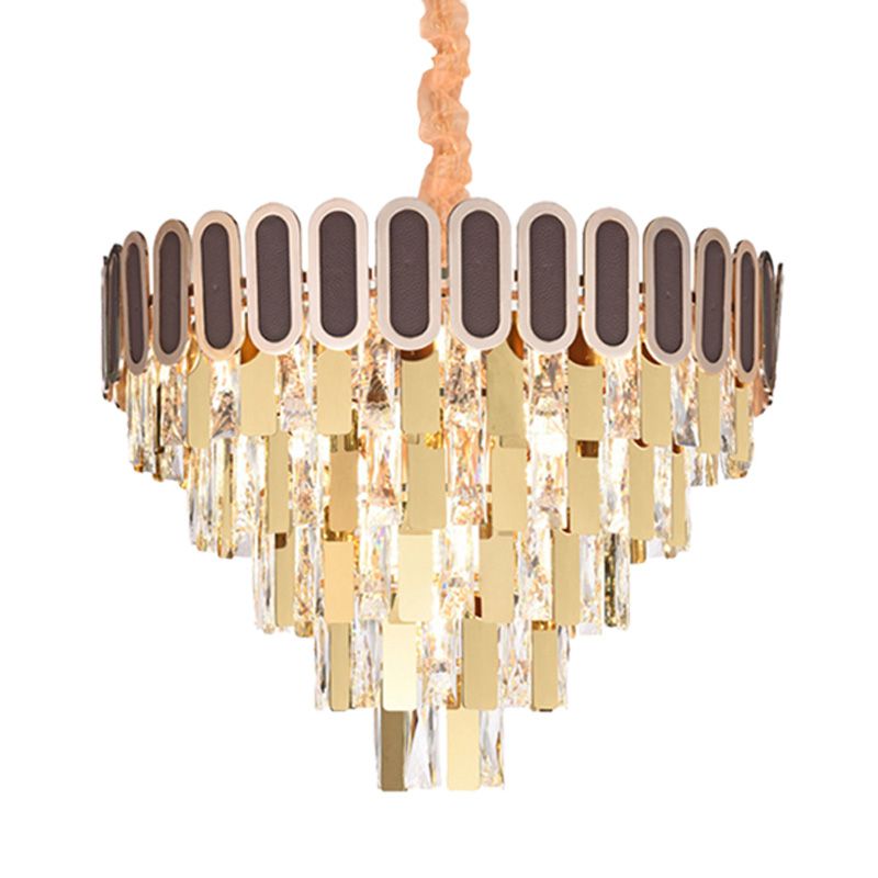 9/16 LUMIÈRES SALLE DES MANGEURS CHANDELIER CONtemporain Gold Hanging Light Kit avec Cone Crystal Shade