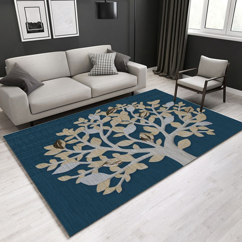 Multi Colored Plant Print Rug Polypropylene Simplicity Carpet Non-Slip Pet Friendly Indoor Rug for Living Room