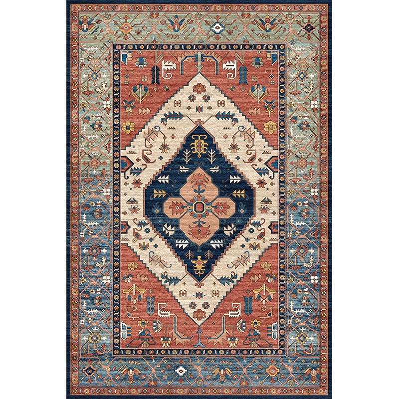 Moroccan Living Room Rug Multi-Colored Printed Carpet Cotton Anti-Slip Machine Washable Pet Friendly Rug