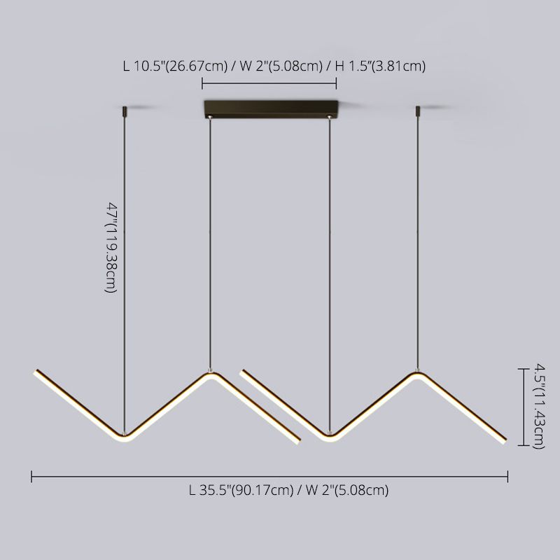 Modern Minimalist Style Linear Island Light Fixture Metal Pendant Light