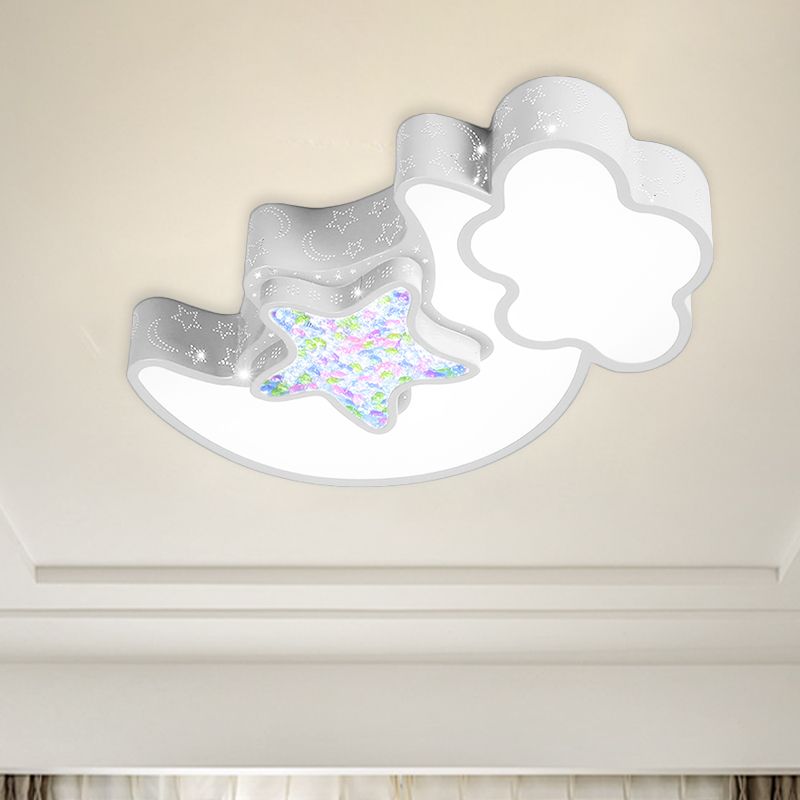 Acrylic Starry Sky Flush Light Fixture Nordic LED Flush Mounted Lamp in White/Pink/Blue for Child Bedroom