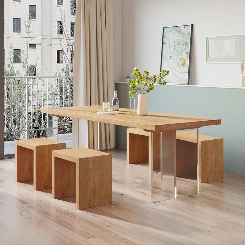 Pine Wood Top Dining Table Modern Solid Wood Table with Sled Base
