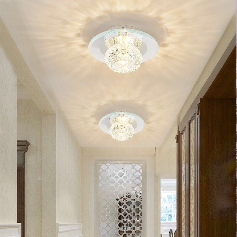 Bud Flush Ceiling Light Contemporary Crystal Corridor LED Flush Mount Lighting Fixture in Clear