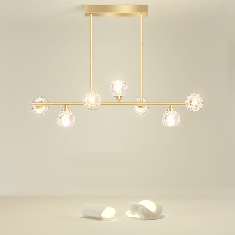 7-Light Modern Golden Kitchen Island Lighting LED Ceiling Light for Bedroom