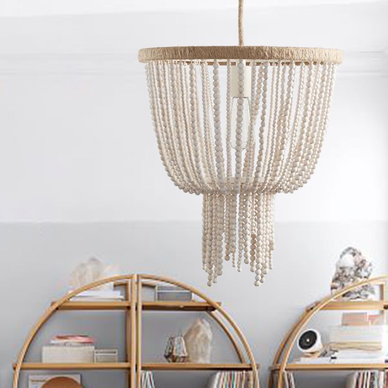 Dome Wood Dormitorio Candelera colgante Contemporánea 1 Cabeza Blanca Costil de techo Luz