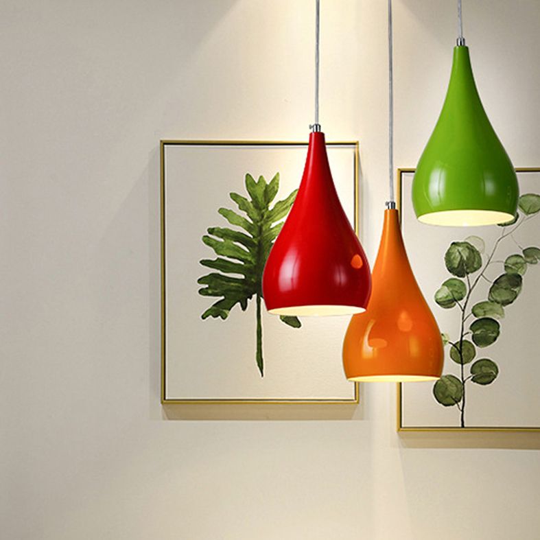 Macron Color Metal Hanging Light Nordic Style Pendant Light Cone Shape Hanging Light for Kitchen