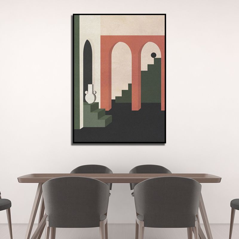 Toile d'art moderne nature morte, peinture d'architecture aux couleurs douces, décor mural pour la maison