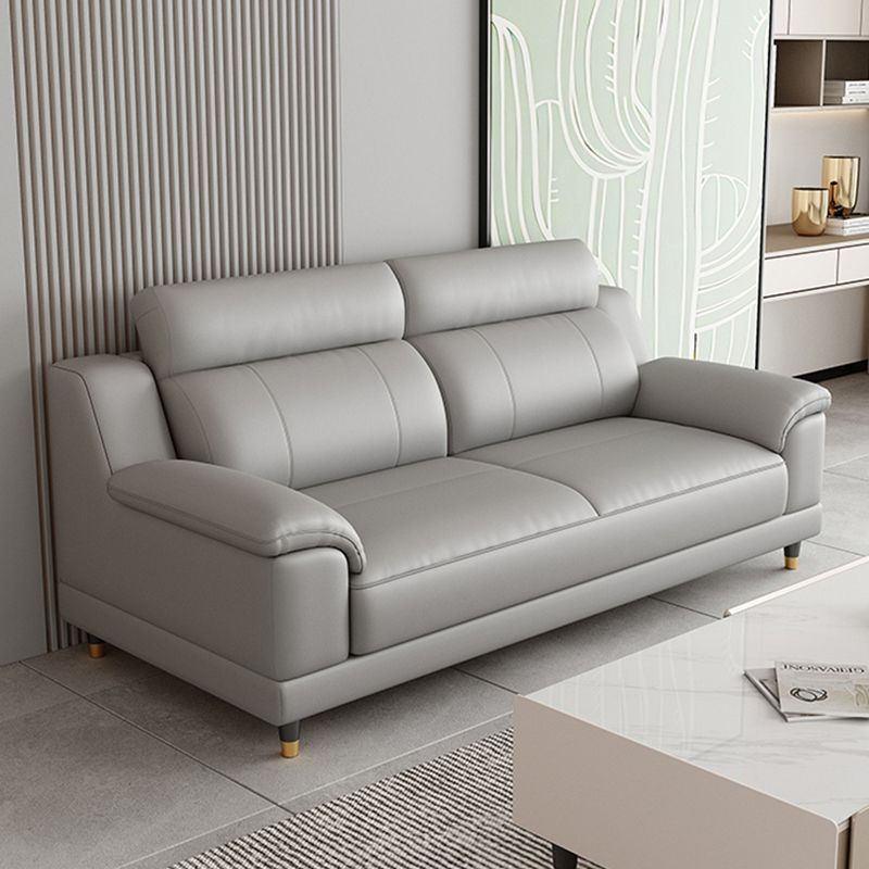 Light-grey Contemporary Sofa Genuine Leather Living Room Sofa & Chaise