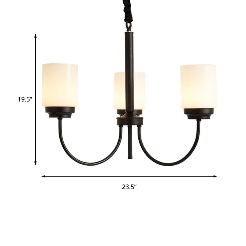 3/6/8 LIGHTS PLAGE LETURE CYLINDRE CYLINDRE VERRE OPAL PLUSE PLAQUE CHANDELIER EN NOIR POUR LE SOIR